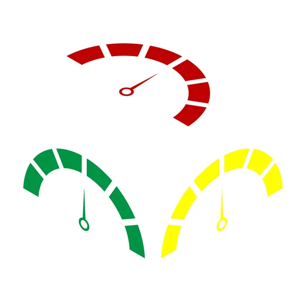 Tachozeichenillustration. isometrischer Stil mit rotem, grünem und gelbem Symbol. — Stockvektor