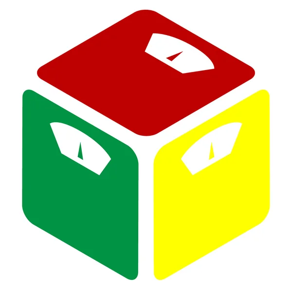 Panneau échelle salle de bains. Style isométrique d'icône rouge, verte et jaune . — Image vectorielle