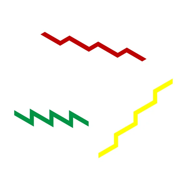 Treppe hoch. isometrischer Stil mit rotem, grünem und gelbem Symbol. — Stockvektor