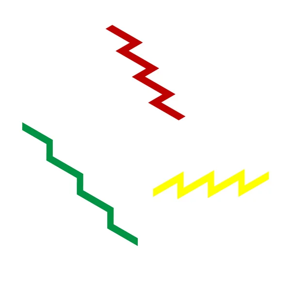 Schodiště dolů znamení. Izometrický styl červené, zelené a žluté ikony. — Stockový vektor