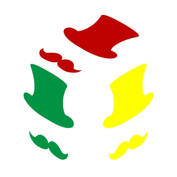 Diseño de accesorios Hipster. Estilo isométrico de icono rojo, verde y amarillo . — Vector de stock
