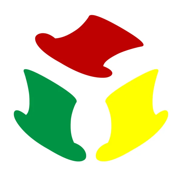 Panneau haut de forme. Style isométrique d'icône rouge, verte et jaune . — Image vectorielle