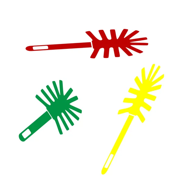 Cepillo de baño doodle. Estilo isométrico de icono rojo, verde y amarillo . — Archivo Imágenes Vectoriales