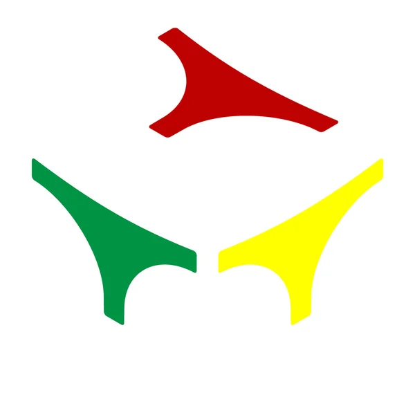 Señal de bragas para mujer. Estilo isométrico de icono rojo, verde y amarillo . — Vector de stock