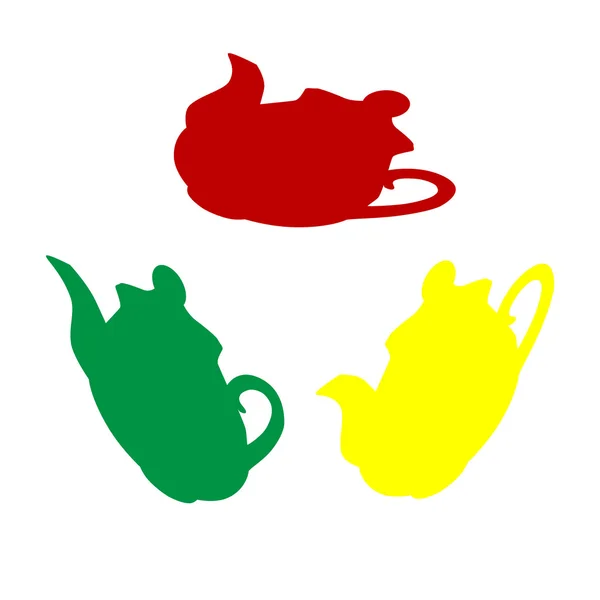 Tea maker tecken. Isometrisk stil av röda, gröna och gula ikonen. — Stock vektor