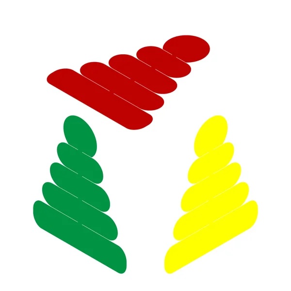 Ilustración de signos piramidales. Estilo isométrico de icono rojo, verde y amarillo . — Vector de stock