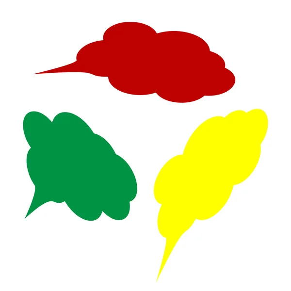 Ilustración del signo de la burbuja del habla. Estilo isométrico de icono rojo, verde y amarillo . — Vector de stock