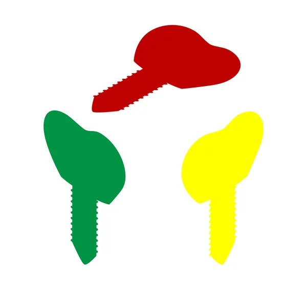 Ilustración del signo del implante dental. Estilo isométrico de icono rojo, verde y amarillo . — Archivo Imágenes Vectoriales