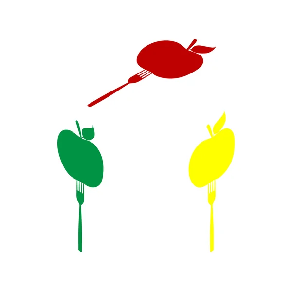 Χορτοφάγους τροφίμων σημάδι εικονογράφηση. Ισομετρική στυλ κόκκινο, πράσινο και κίτρινο εικονίδιο. — Διανυσματικό Αρχείο