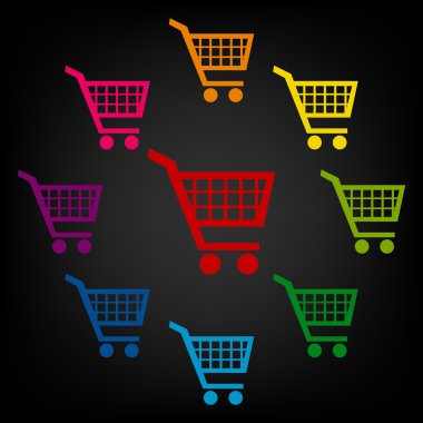Online alışveriş için alışveriş sepeti simgeleri