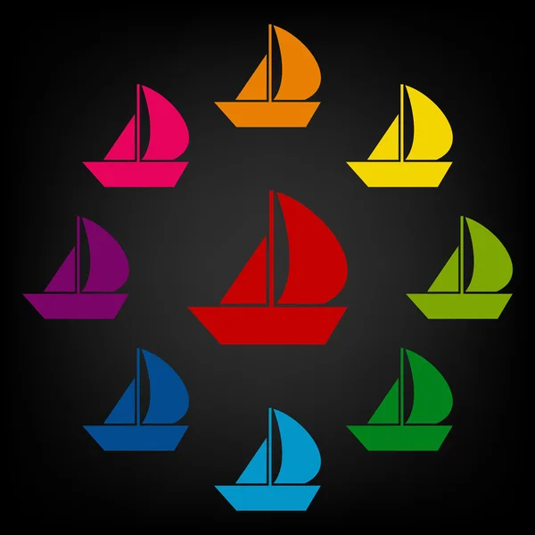 Vela icono del barco conjunto — Archivo Imágenes Vectoriales