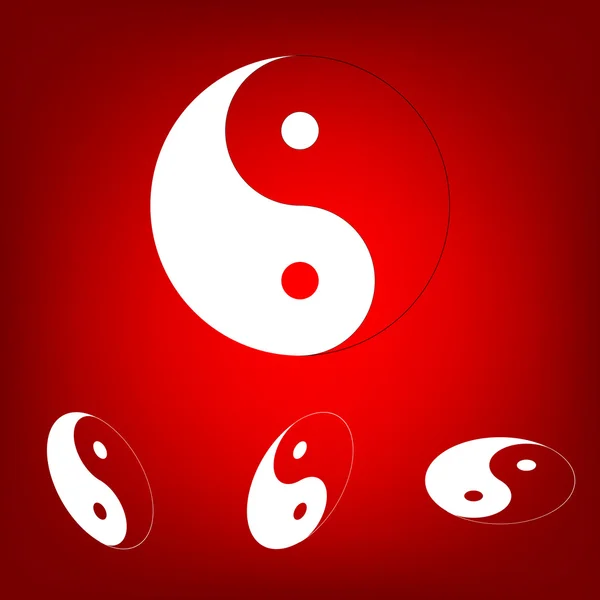 Ying yang símbolo de armonía y equilibrio icono conjunto. Efecto isométrico — Archivo Imágenes Vectoriales