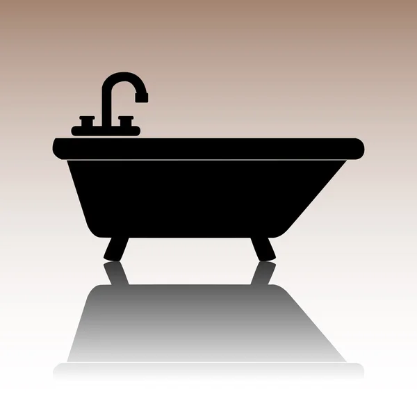 Black Bathtub Icon — Stock Vector