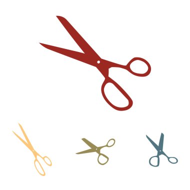 Makas beyaz arka plan üzerinde ayarlayın. İzometrik etkisi