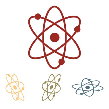 Atom simgesi. Vektör çizim ayarlayın. İzometrik etkisi