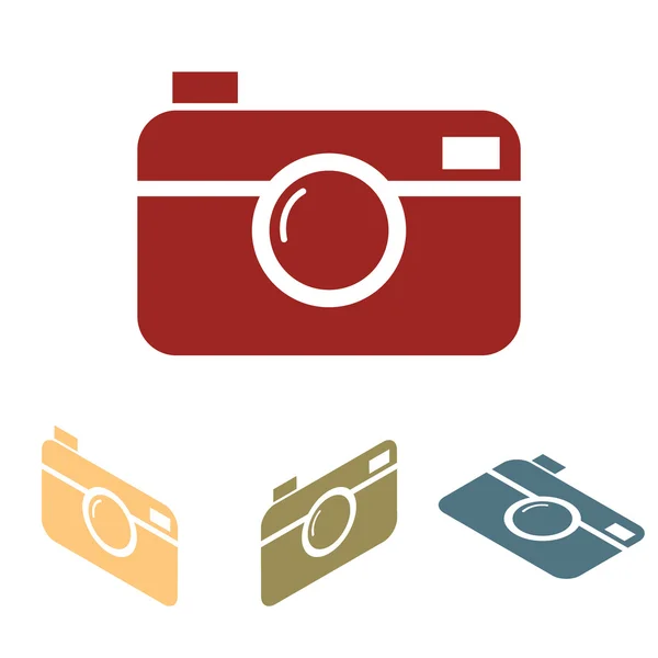 Conjunto de iconos de cámara fotográfica digital. Efecto isométrico — Vector de stock