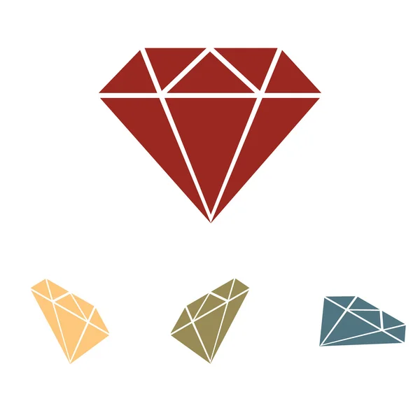 Diament ikona - wektor zestaw ilustracji. Izometryczne efekt — Wektor stockowy