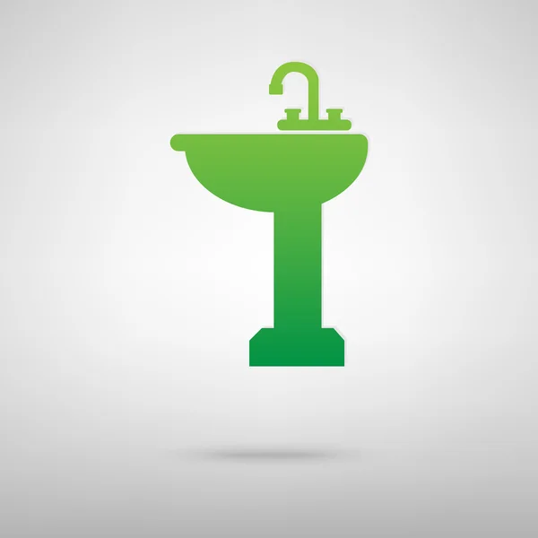 Bathroom sink. Green icon — Stock Vector