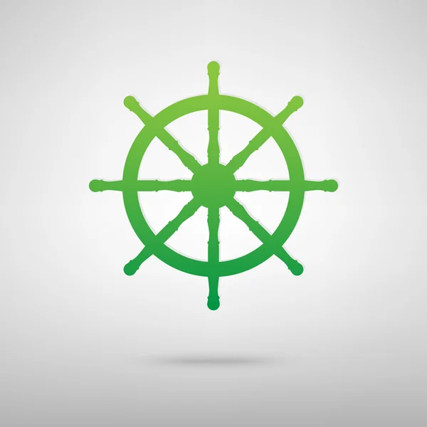 船のホイール。緑色のアイコン — ストックベクタ