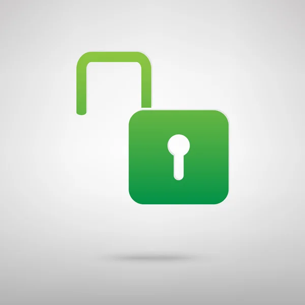 Odblokować znak. Zielona ikona — Wektor stockowy