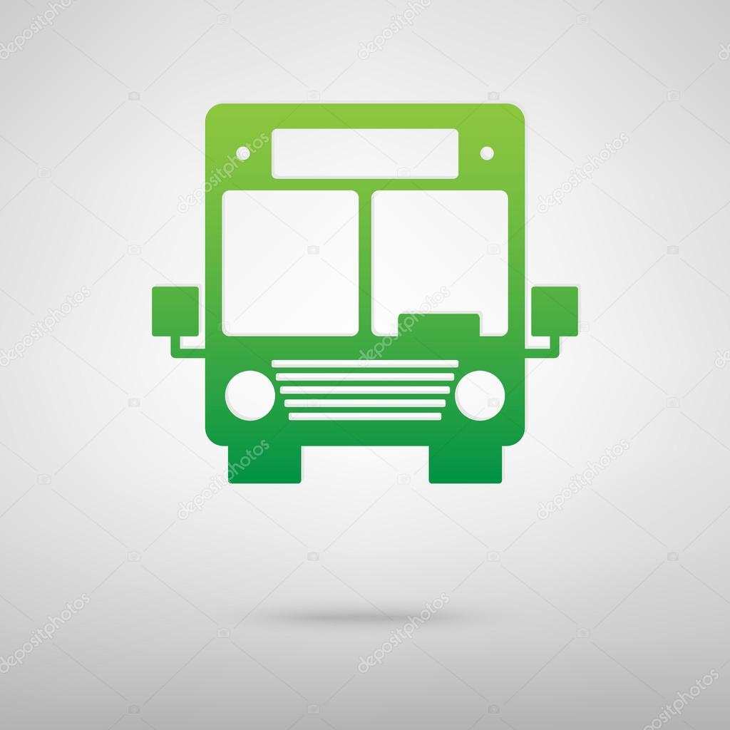 Bus icon. Green icon with shadow