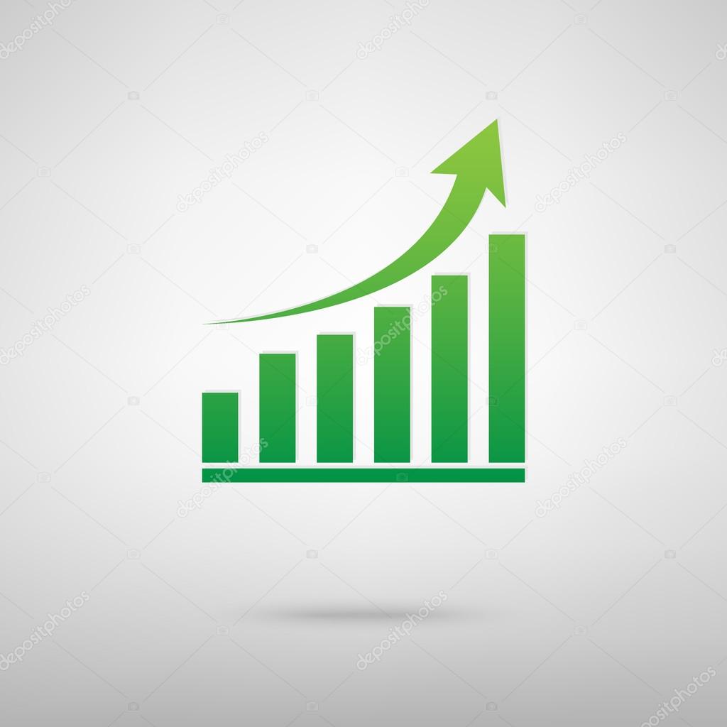Growing graph. Green icon