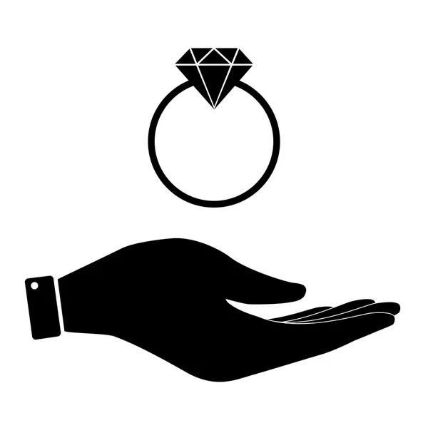 钻石戒指在手图标 — 图库矢量图片