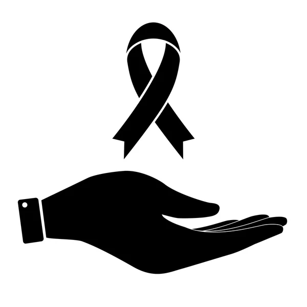 Awareness ribbon in hand icon, — Stock Vector