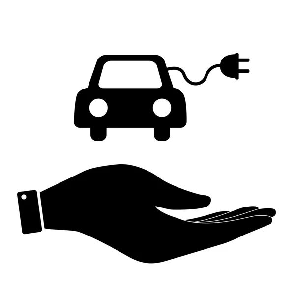 Eco voiture dans la main icône — Image vectorielle