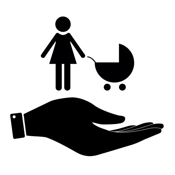 Femme avec la paume à la main icône — Image vectorielle