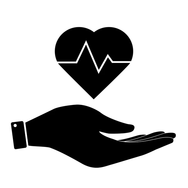 Heartbeat in hand icon — Stock Vector