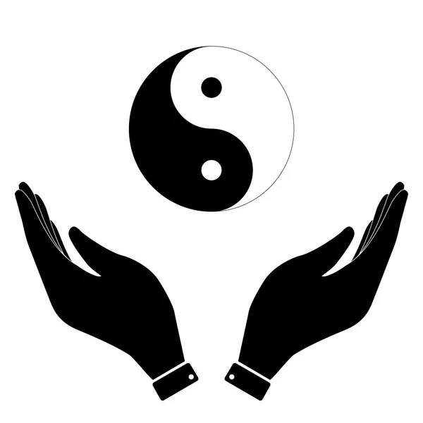 Yin i yang w dłoń ikona — Wektor stockowy