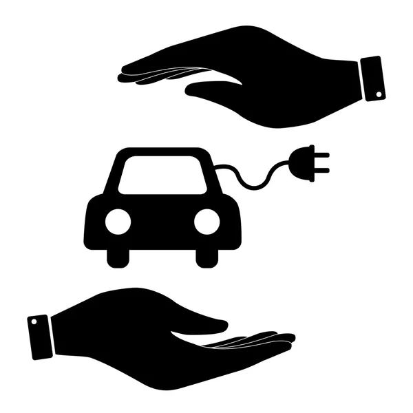 Eco voiture dans la main icône — Image vectorielle