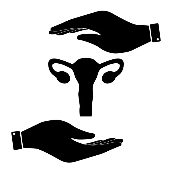 Uterus in hand icon — Stock Vector