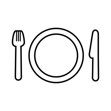 Çatal, plaka ve bıçak satırı simgesi