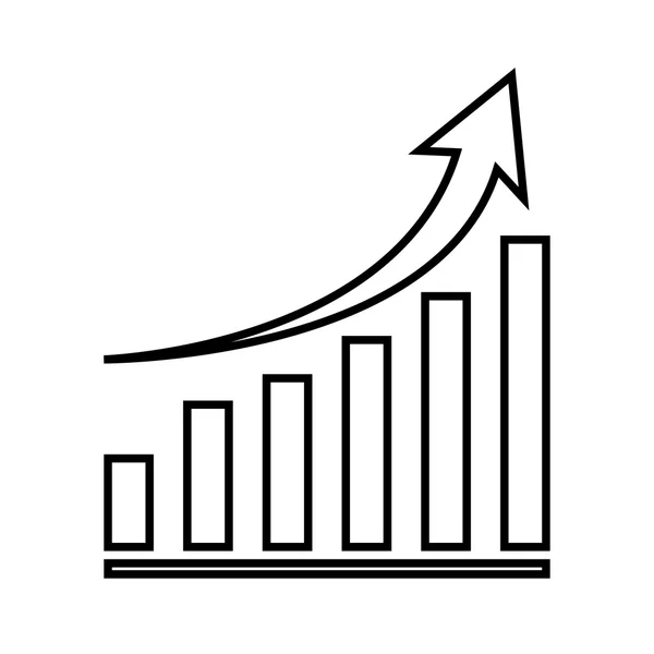 Gráfico crescente ícone de linha — Vetor de Stock
