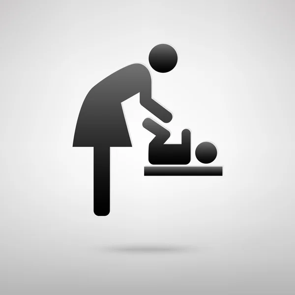 Change bébé, femme et bébé icône noire — Image vectorielle