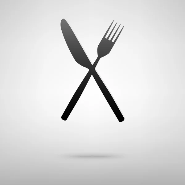 Fork and knife black icon — Stock Vector