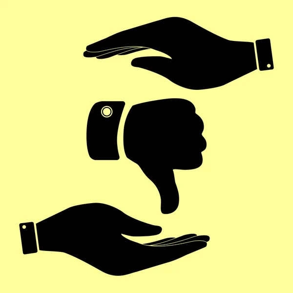 Spara eller skydda symbol av händer. — Stock vektor