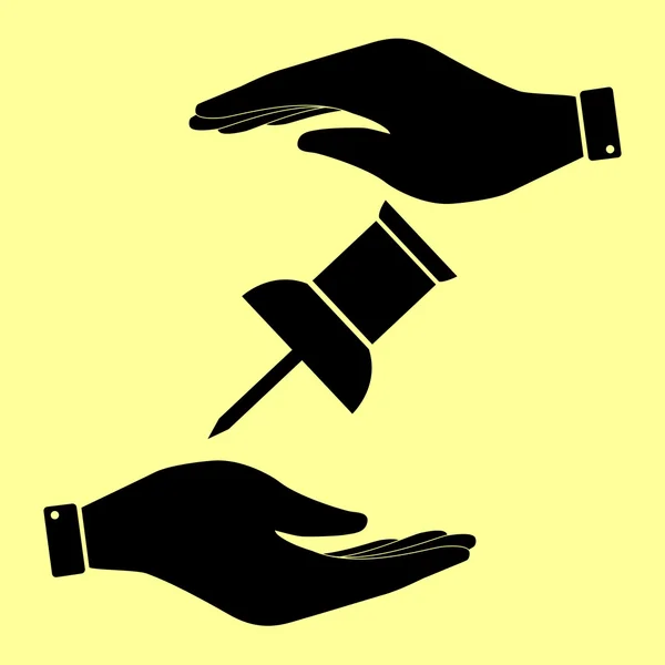 Opslaan of symbool te beschermen door handen. — Stockvector
