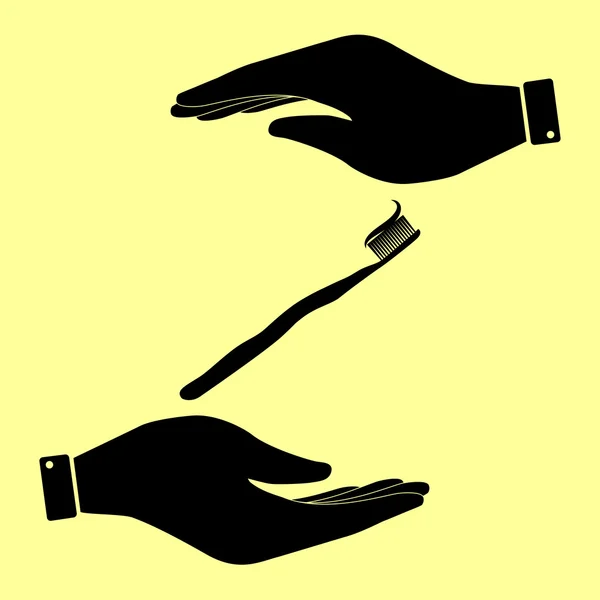 Enregistrer ou protéger le symbole par les mains . — Image vectorielle