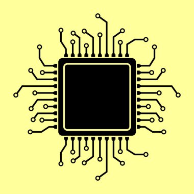 CPU mikroişlemci. Düz stil çip simgesi