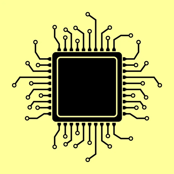 Microprocesador de CPU. Estilo plano chip icono — Vector de stock