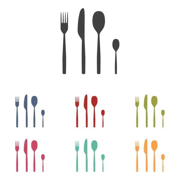 De reeks van de pictogrammen van het mes van de lepel van vork — Stockvector