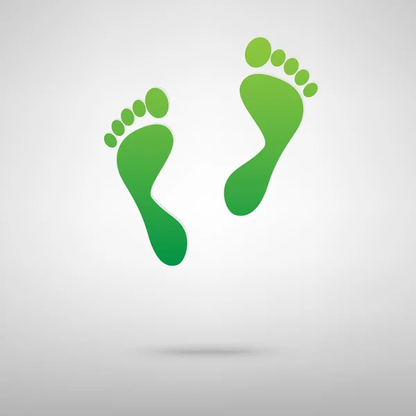 Pie huellas icono verde — Vector de stock