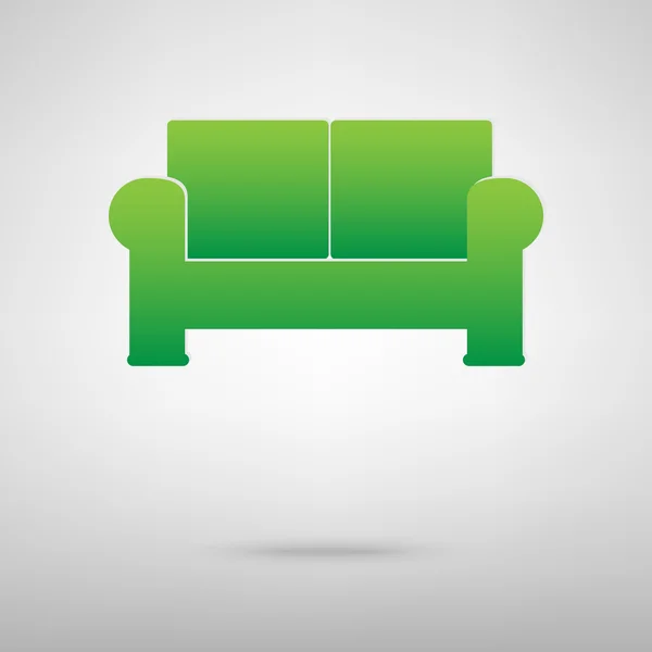Sofá icono verde — Vector de stock
