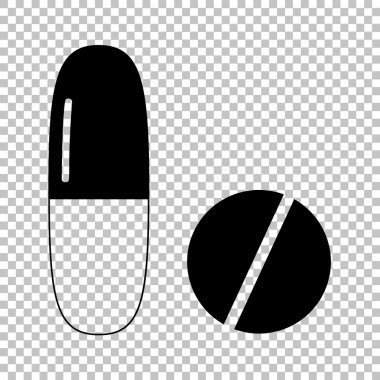 Saydam arka plan üzerinde izole siyah vektör simgesi