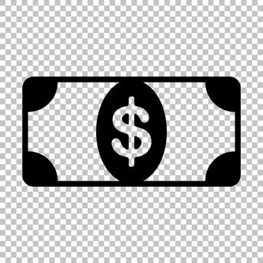 Saydam arka plan üzerinde izole siyah vektör simgesi