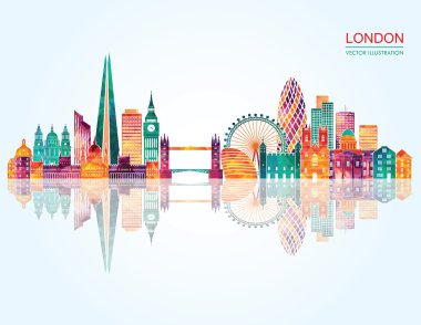 london detailed panorama clipart