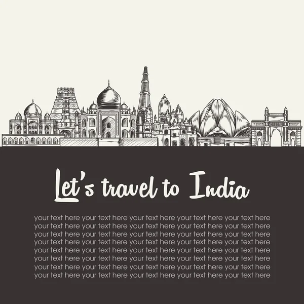 India panorama detallado — Vector de stock